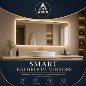 LED Smart Bathroom Mirror with Anti-Fog, Touch Control & 3-Color Dimmable Light – Custom Size Wall-Mounted Vanity Mirror