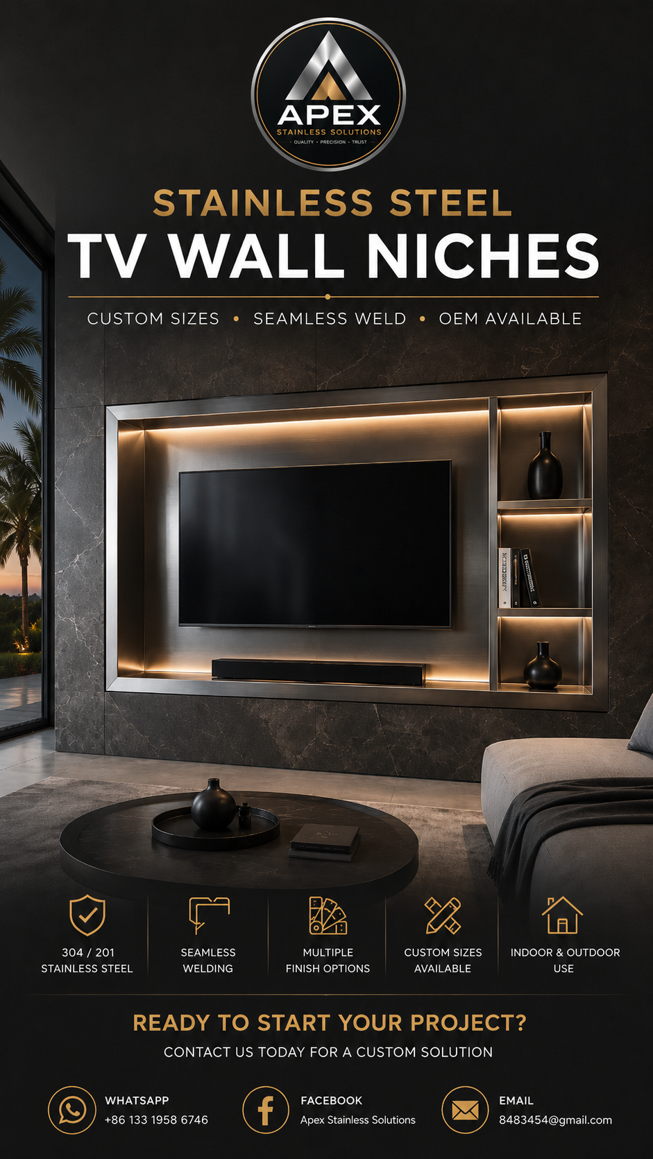 Stainless steel TV niche
