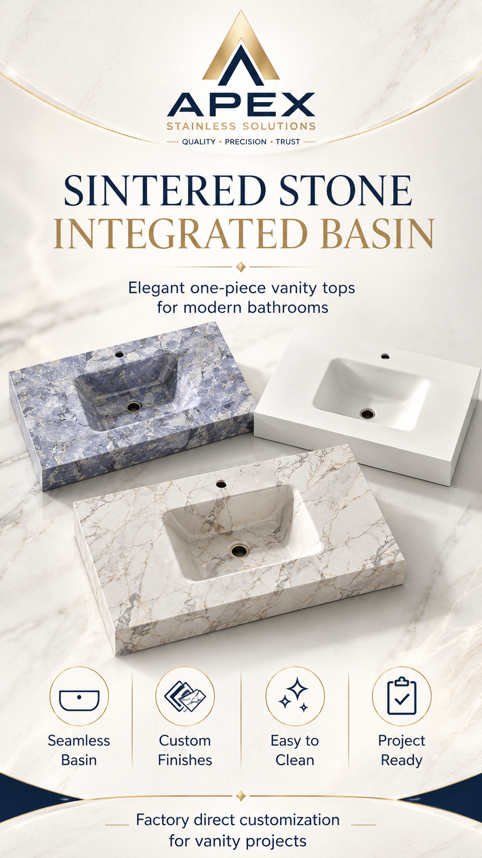 Premium Sintered Stone Integrated Basin
