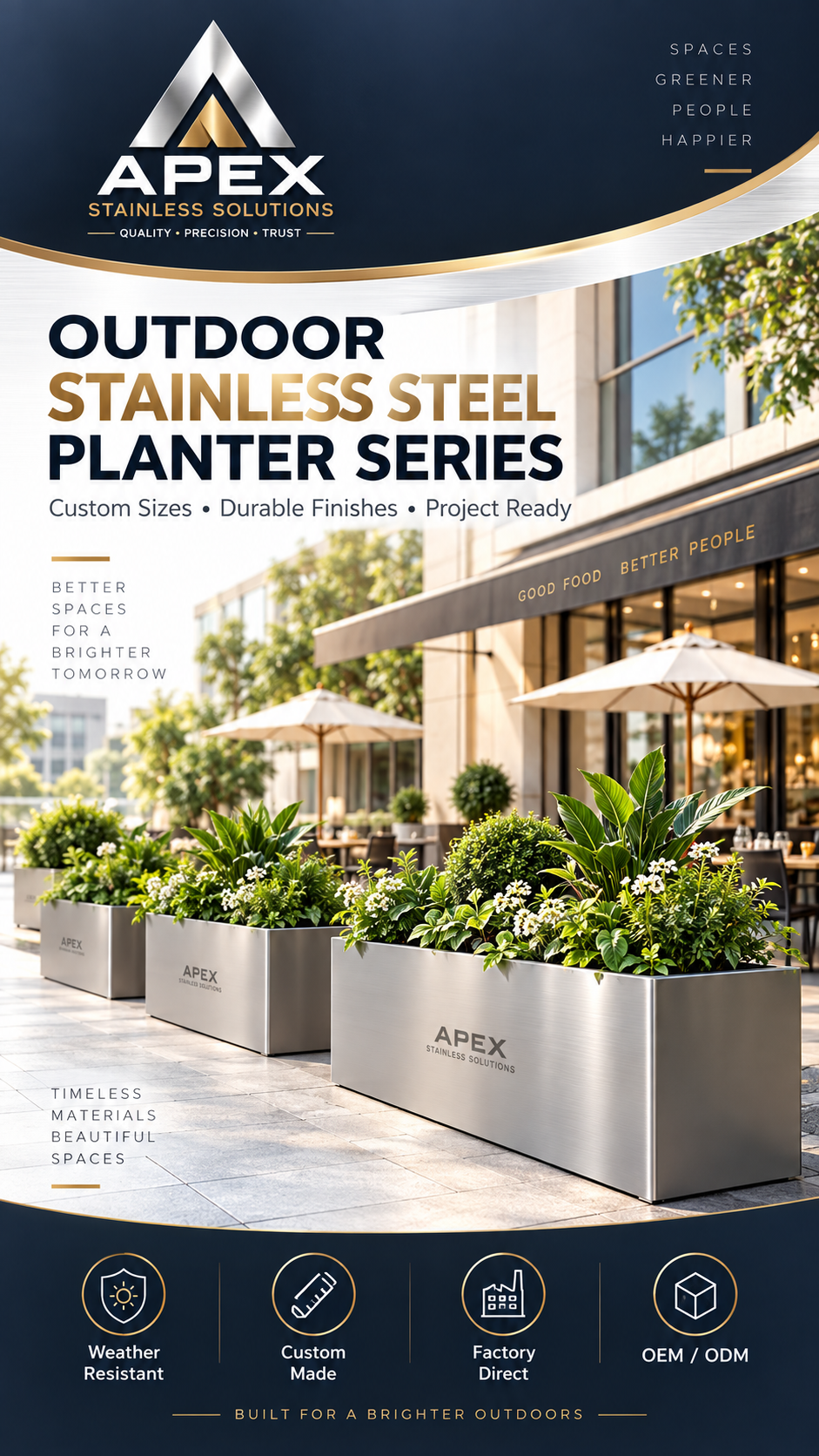 Custom Outdoor Stainless Steel Planter