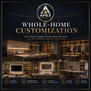 Whole-home custom cabinetry systems for coordinated residential interiors